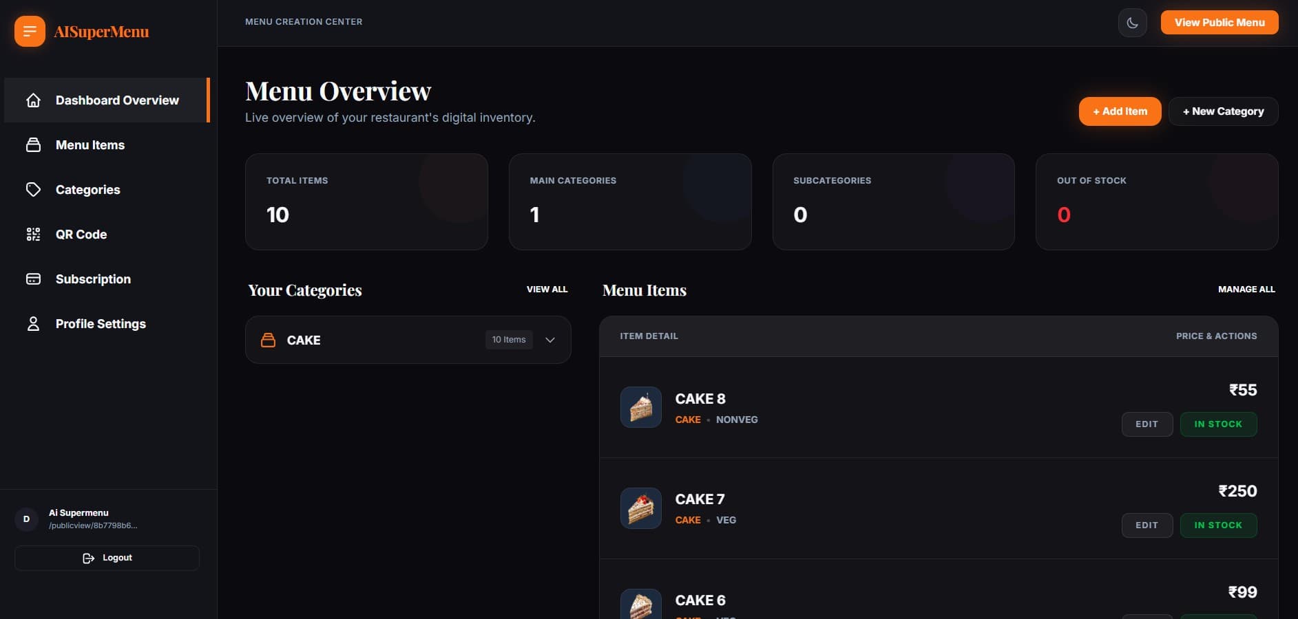 Dashboard View